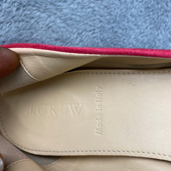 J.Crew Ballet Flats Women 7 Pink Red Suede Made in Italy 46198 Round Toe Classic - Picture 3 of 7